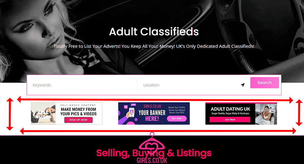 Adult Classifieds Homepage Banners
